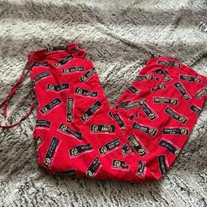 Buc-ees Beaver Gas Station Red Logo Pajama Sleep Lounge Drawstring Pants Sz Sm